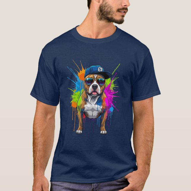 Camiseta Guay Bulldog Street Art - Perro Neon Splash (Anverso)