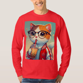 Camiseta Guay Cat bebiendo boba
