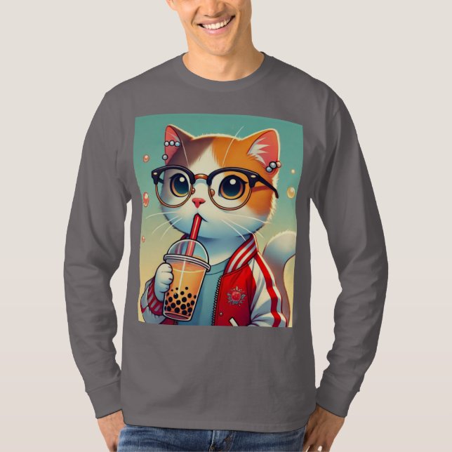 Camiseta Guay Cat bebiendo boba (Anverso)