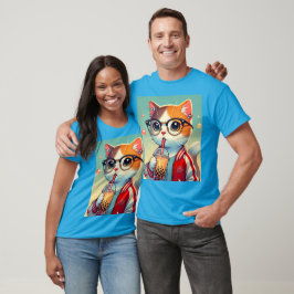 Camiseta Guay Cat bebiendo boba