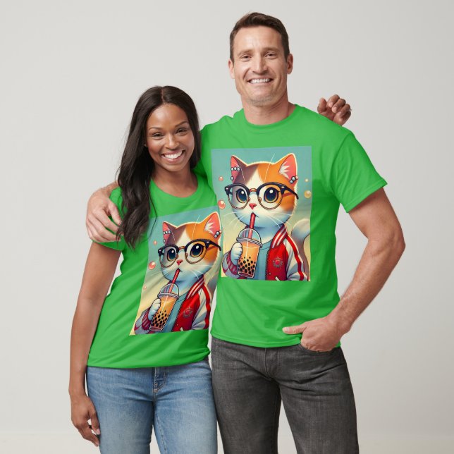Camiseta Guay Cat bebiendo boba (Unisexo)