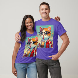 Camiseta Guay Cat bebiendo boba