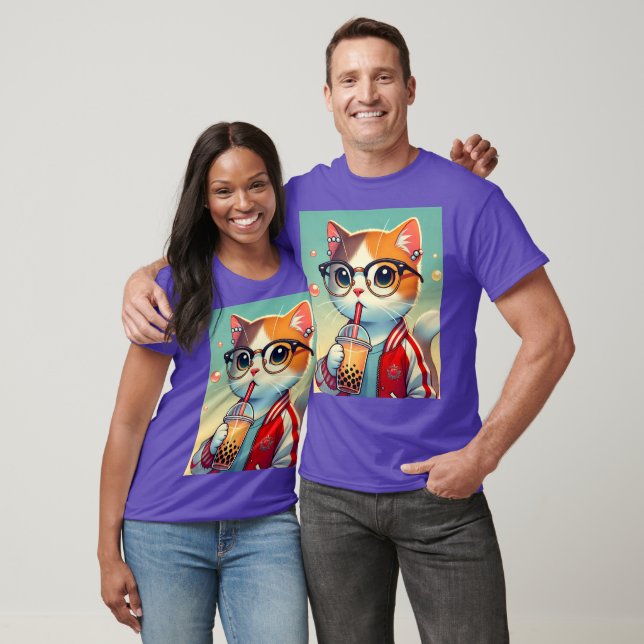 Camiseta Guay Cat bebiendo boba (Unisexo)