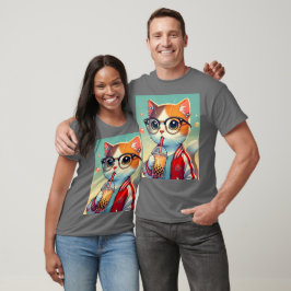 Camiseta Guay Cat bebiendo boba