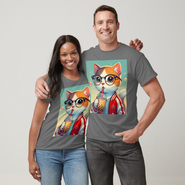 Camiseta Guay Cat bebiendo boba (Unisexo)