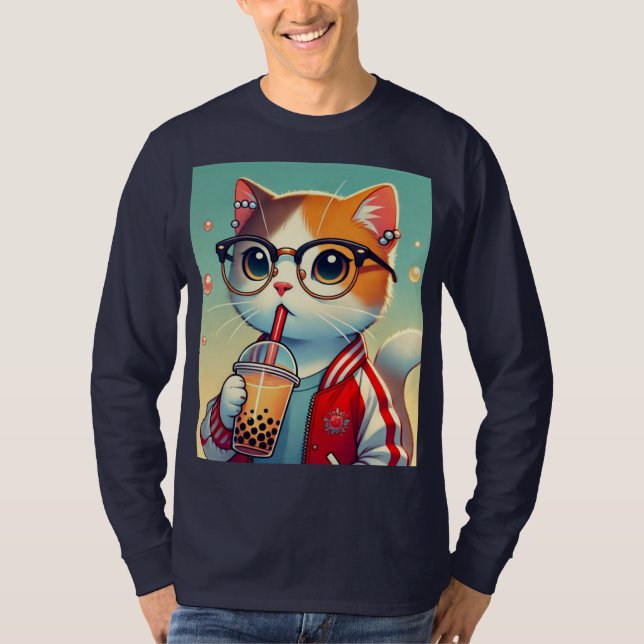 Camiseta Guay Cat bebiendo boba (Anverso)