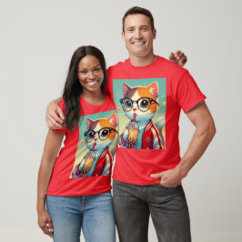 Camiseta Guay Cat bebiendo boba