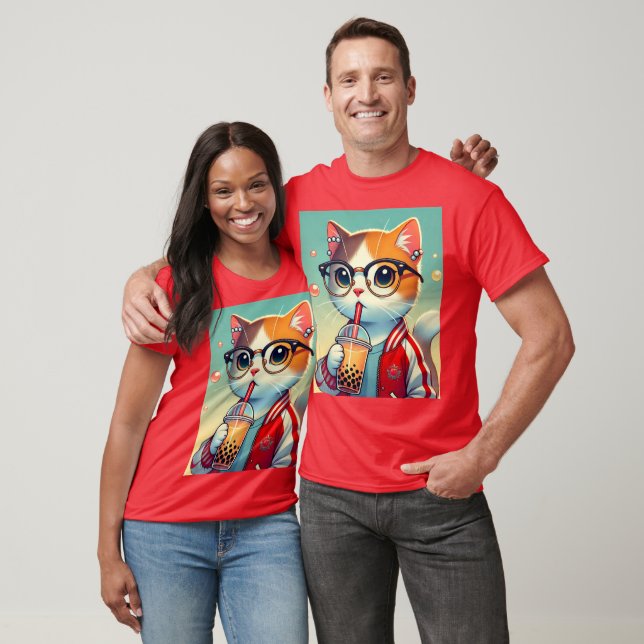 Camiseta Guay Cat bebiendo boba (Unisexo)