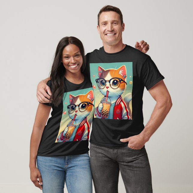 Camiseta Guay Cat bebiendo boba (Unisexo)