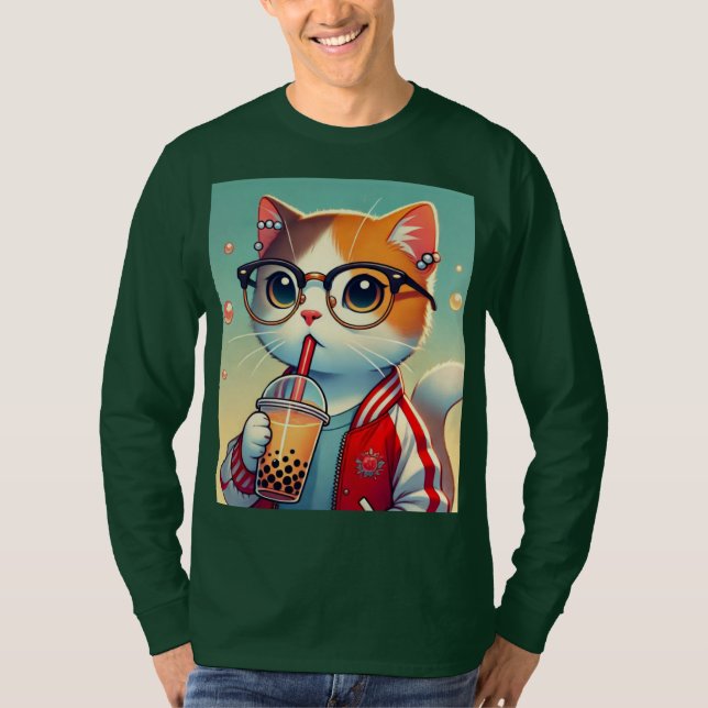 Camiseta Guay Cat bebiendo boba (Anverso)