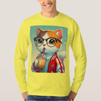 Camiseta Guay Cat bebiendo boba