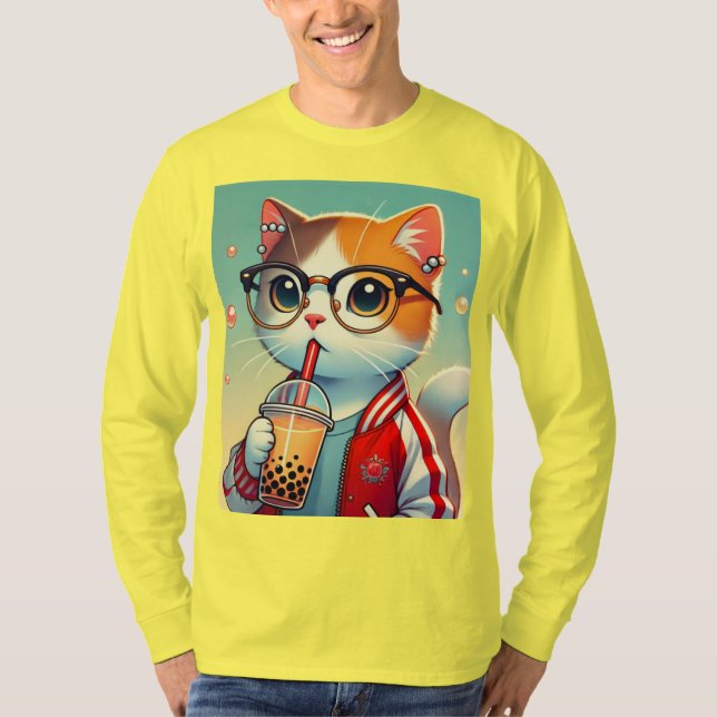 Camiseta Guay Cat bebiendo boba (Anverso)