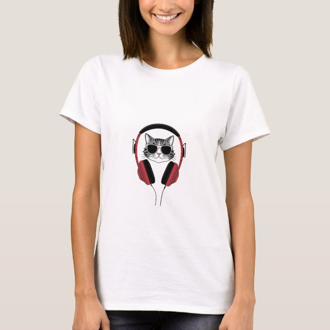 Camiseta Guay Cat con audífonos (Anverso)