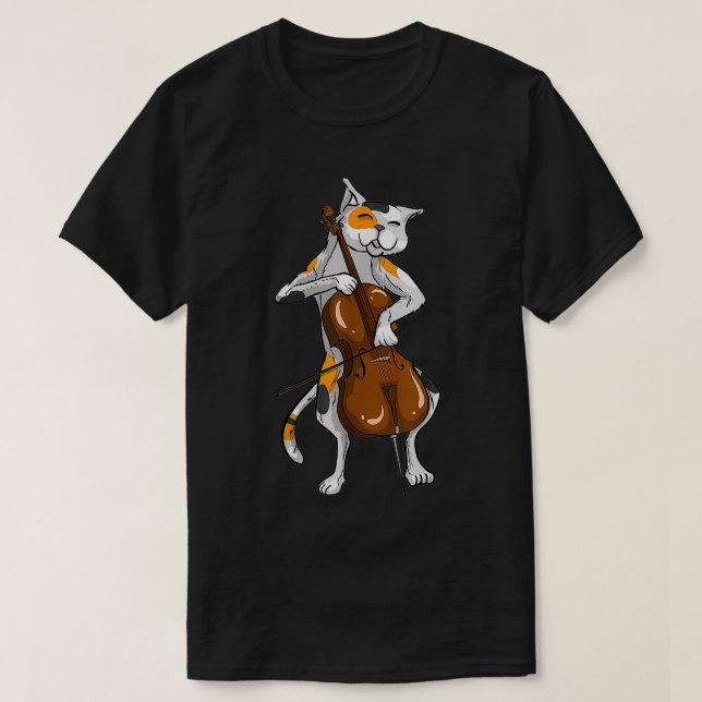 Camiseta Guay Cat Jugando Cello Funny Kitten Instrumento Pl (Diseño del anverso)