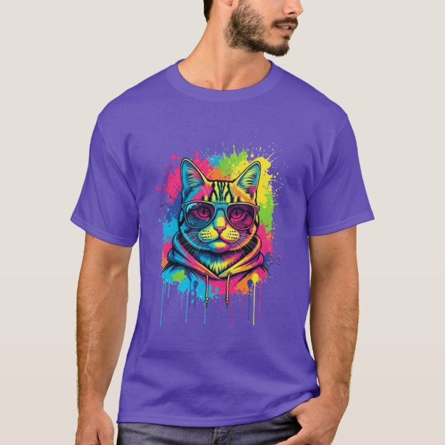 Camiseta Guay Cat Street Art - Neon Splash Kitty (Anverso)