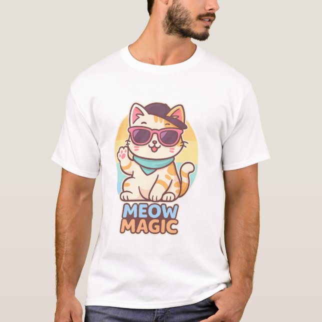 Camiseta "Guay Cat Vibes - Meow Magic Summer Tee (Anverso)