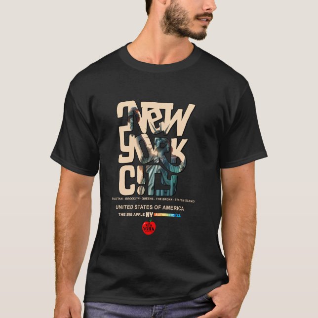 Camiseta Guay Ciudad de Nueva York con estatua de la Ilustr (Anverso)