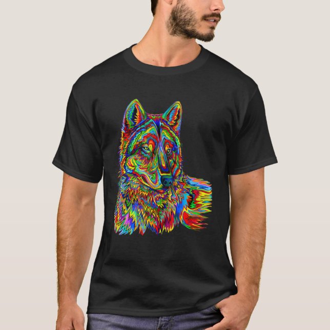 Camiseta Guay Colorful Wolf face 1 (Anverso)