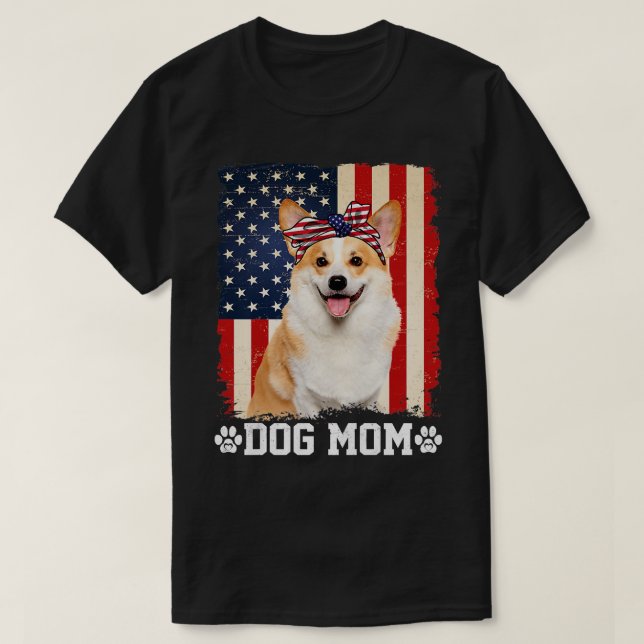 Camiseta Guay Corgi Perro mamá Bandera estadounidense D de  (Diseño del anverso)