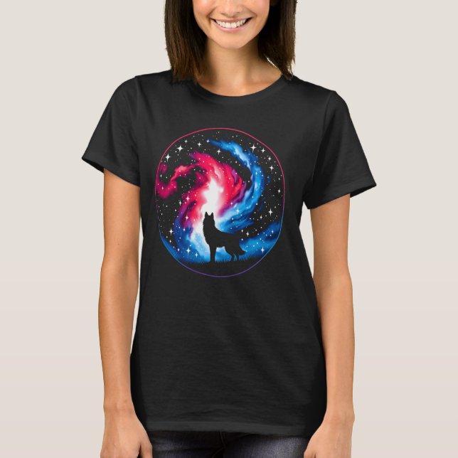 Camiseta Guay Cosmic Wolf Galaxy Graphic Space Art (Anverso)