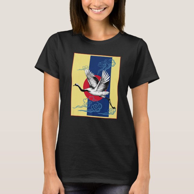 Camiseta Guay Crane Bird Artwork Danza De Crane Japanese Re (Anverso)