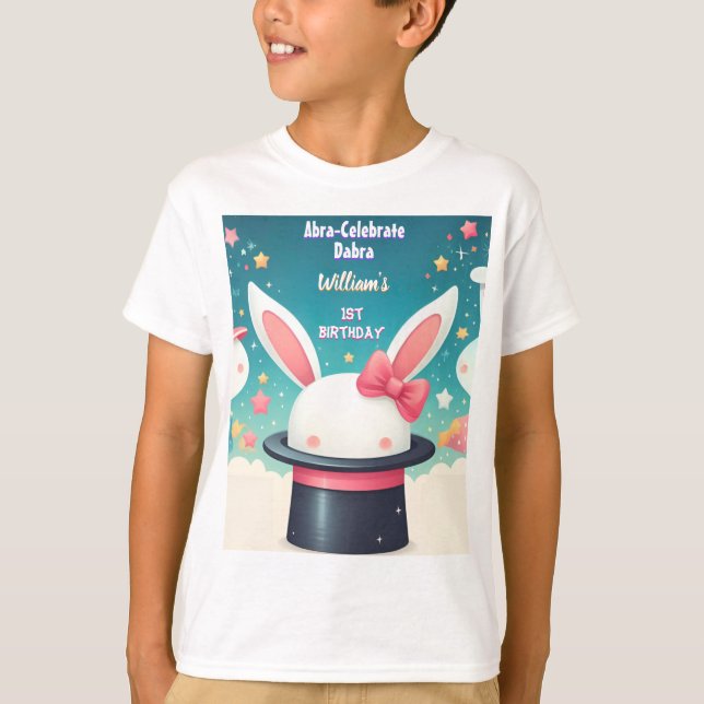 Camiseta Guay Cute Bunny Tv Fiesta Magic Show 1er cumpleaño (Anverso)