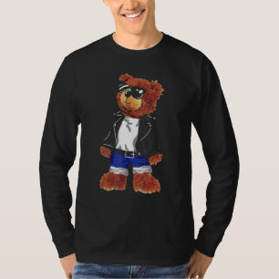 Camiseta Guay Cute Teddy Bear Con Jacke De Cuero De Gafas D