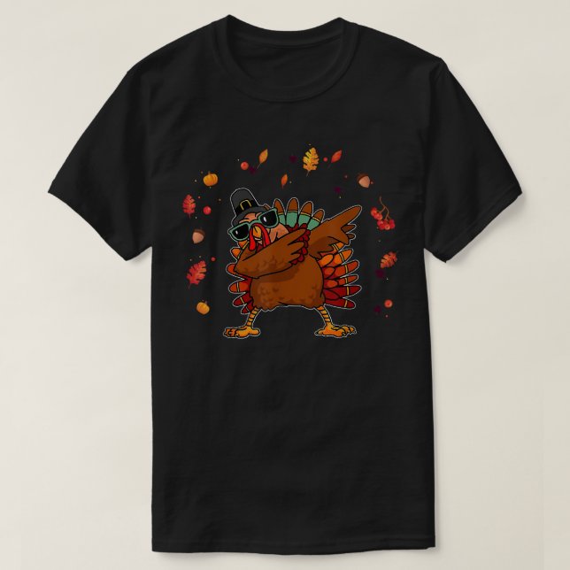 Camiseta Guay Dabbing Turkey Dance Fall Season Graciosa gra (Diseño del anverso)
