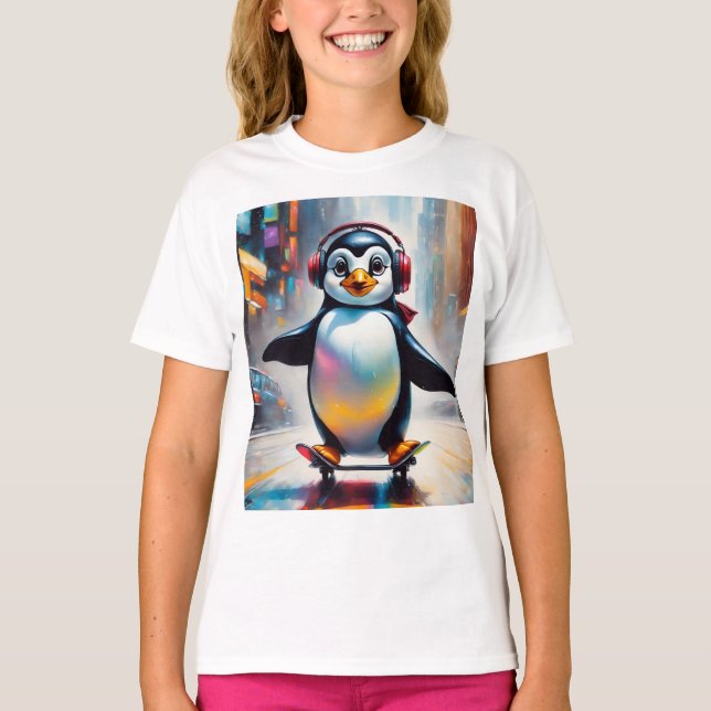 Camiseta Guay de pintura de arte digital pingüino (Anverso)