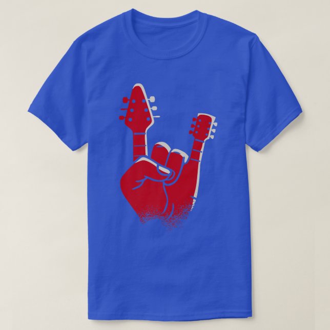 Camiseta Guay Devil HornsDevil HandHeavy Rock n Roll Guitar (Diseño del anverso)