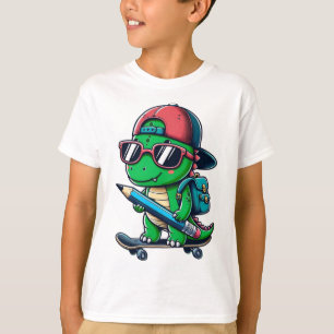 Camiseta Guay Dino Skateboarding de vuelta en el arte escol