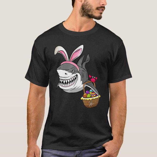 Camiseta Guay Easter Shark Easter Basket Bunny Ears Happy E (Anverso)