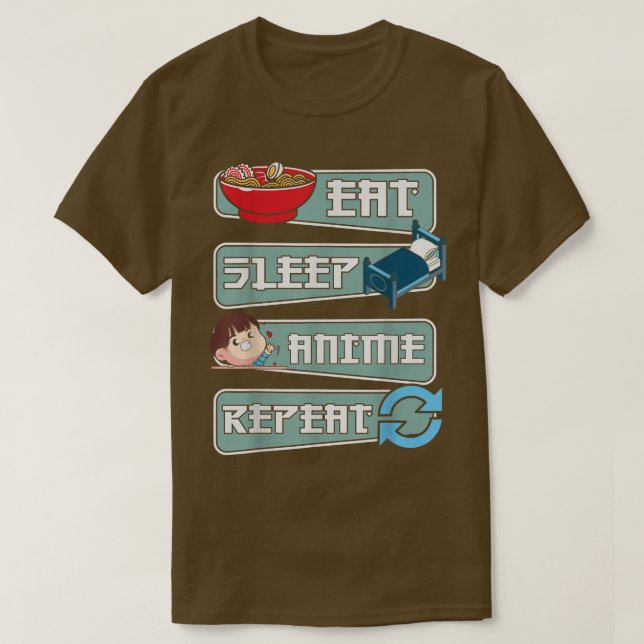 Camiseta Guay Eat Sleep Anime Repetir el gráfico Ramen japo (Diseño del anverso)