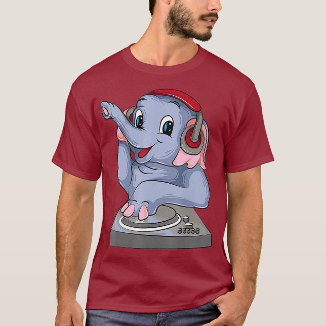 Camiseta Guay Elephant DJ Funny Fiesta Mezclador de Música  (Anverso)
