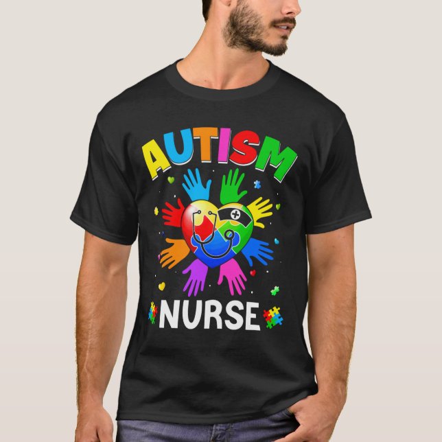 Camiseta Guay Enfermero Autismo Conciencia El rompecabezas  (Anverso)