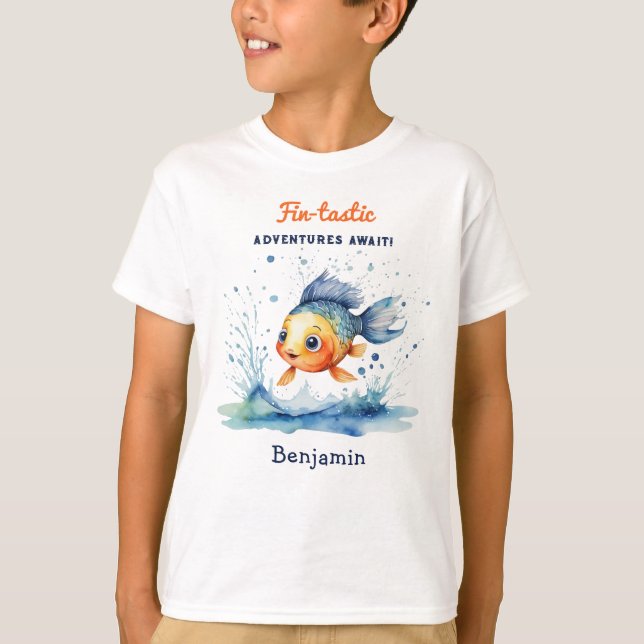 Camiseta Guay Estilizado Salto Pescado Personalizado (Anverso)