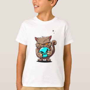 Camiseta Guay Evil Brown Cat Yellow Eye Dark Star Blue Ball