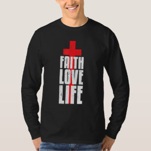 Camiseta Guay Faith Love Life Religion Caring Red Cross Act
