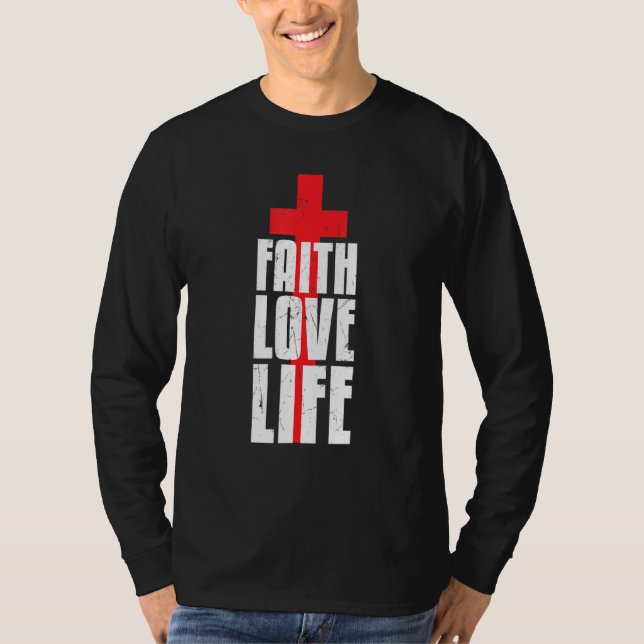 Camiseta Guay Faith Love Life Religion Caring Red Cross Act (Anverso)
