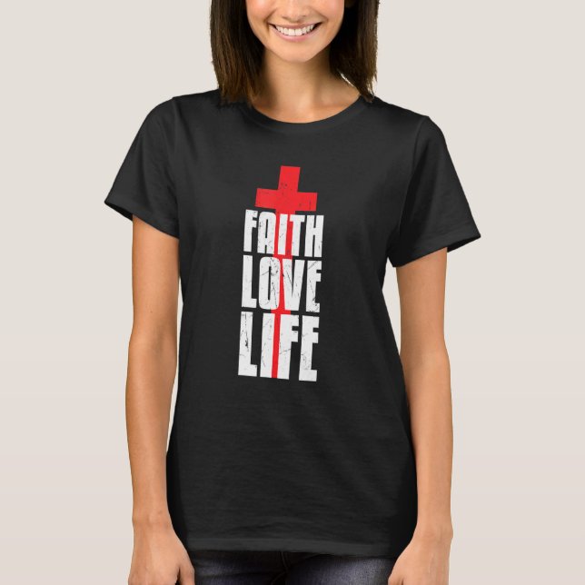 Camiseta Guay Faith Love Life Religion Caring Red Cross Act (Anverso)
