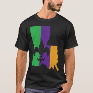 Camiseta Guay Fleur De Lis Martes Mapa de Louisiana Mardi G