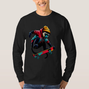 Camiseta Guay Funky Colobus Monkey Skateboarding Illustrati