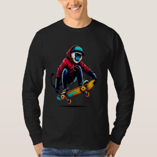 Camiseta Guay Funky Colobus Monkey Skateboarding Illustrati