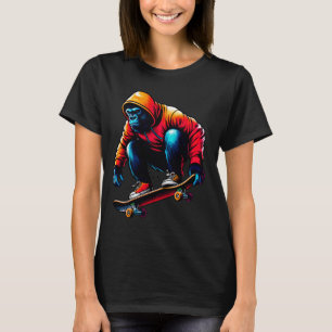 Camiseta Guay Funky Gorilla Skateboarding Ilustracion Arte
