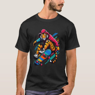 Camiseta Guay Funky Tiger Skateboarding Ilustracion Arte
