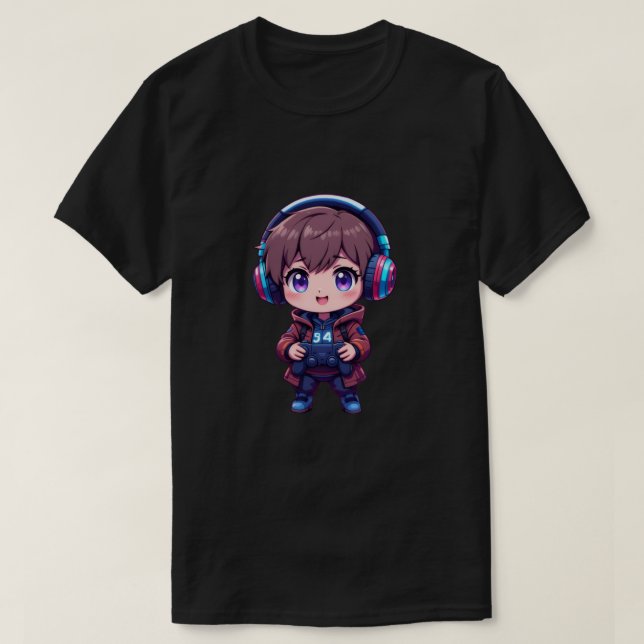 Camiseta Guay Gamer Kid con audífonos y PlayStation Con (Diseño del anverso)