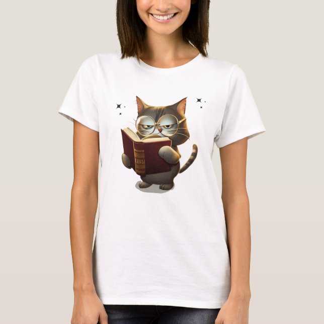 Camiseta Guay Gatos Con Gafas Leer Libro (Anverso)