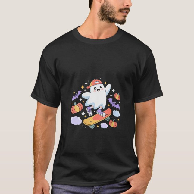 Camiseta Guay Ghost Skateboarder Halloween Diseño Wi (Anverso)