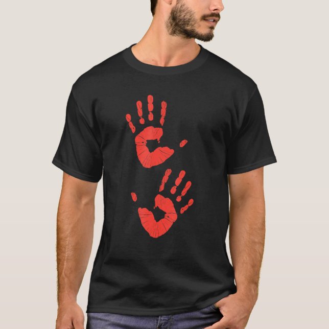 Camiseta Guay gótico espeluznante de impresión de mano rojo (Anverso)