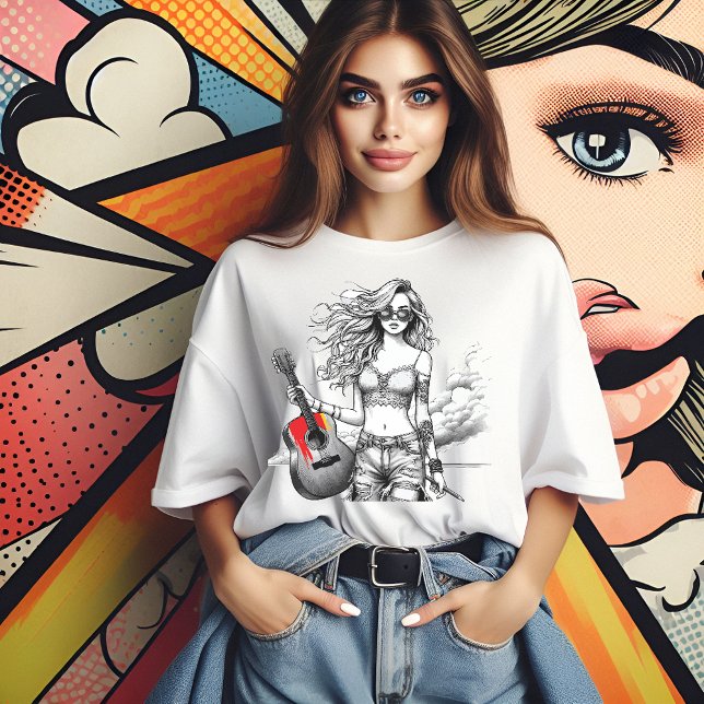 Camiseta Guay Guitarist Chica Art (Guitarist Girl)